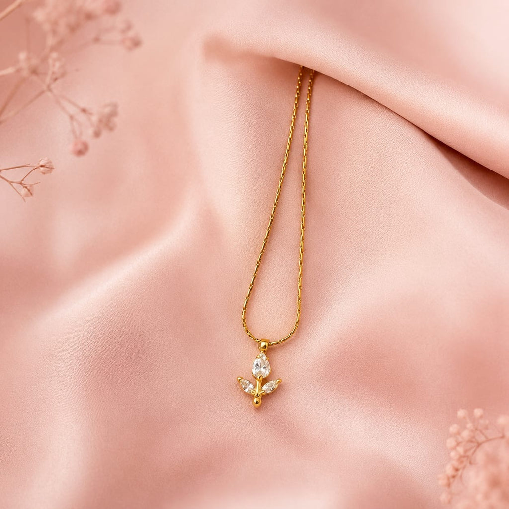 Minimal white tulip necklace Anti-Tarnish