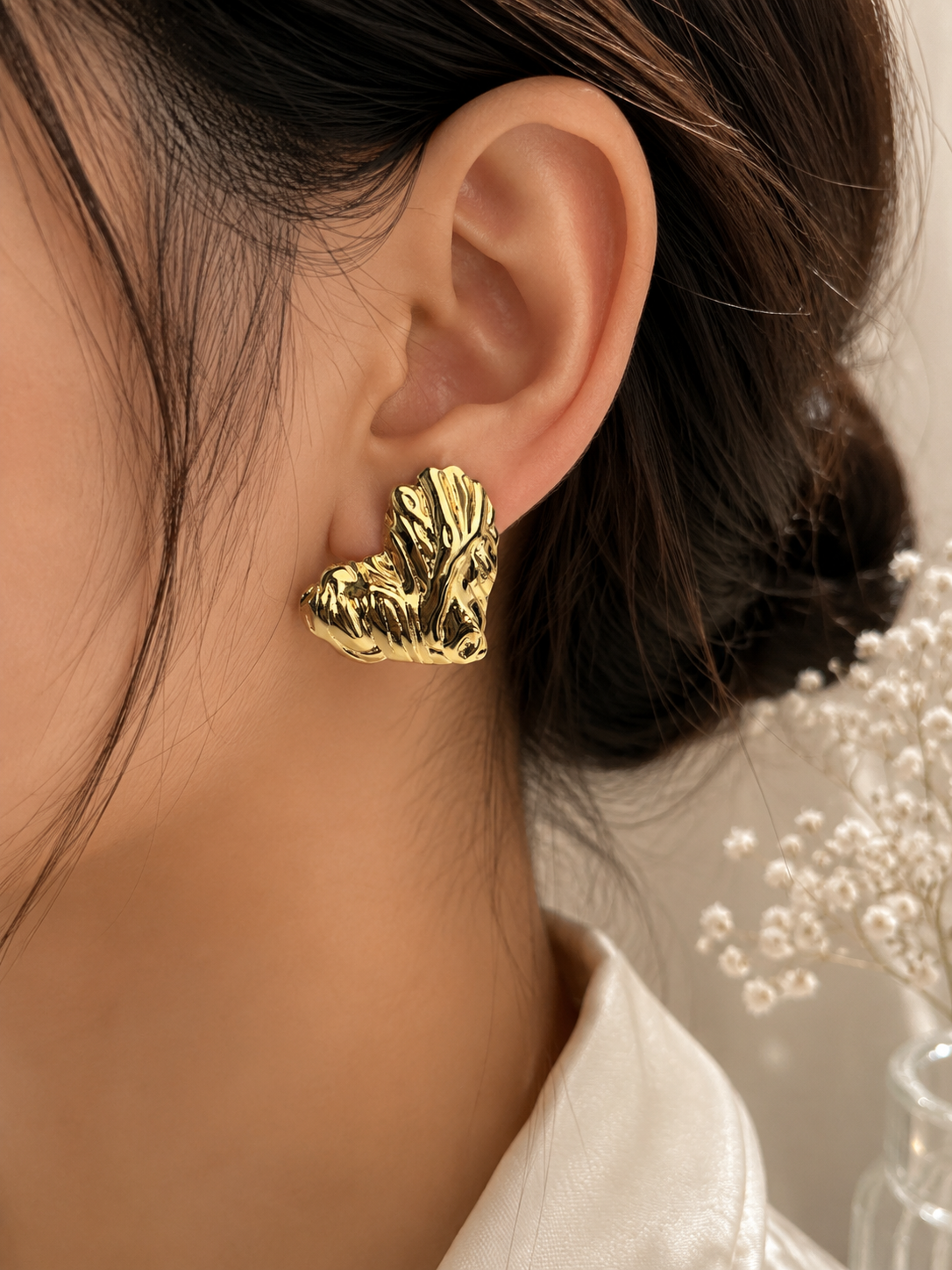 Textured heart-Studs