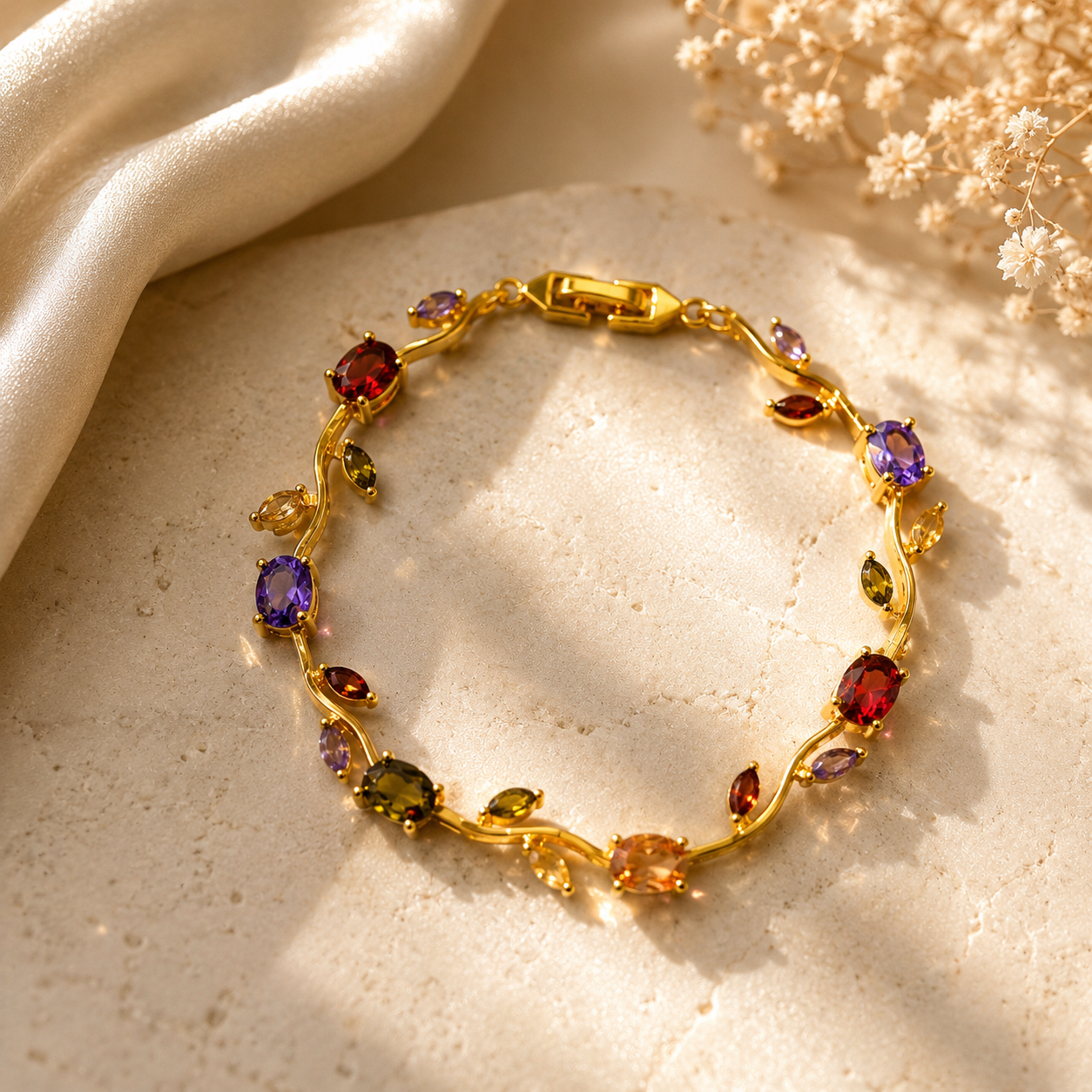 Multi colour-Tulip Bracelet (Anti-Tarnish)