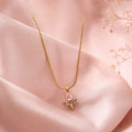 Minimal Baby Pink tulip necklace Anti-Tarnish