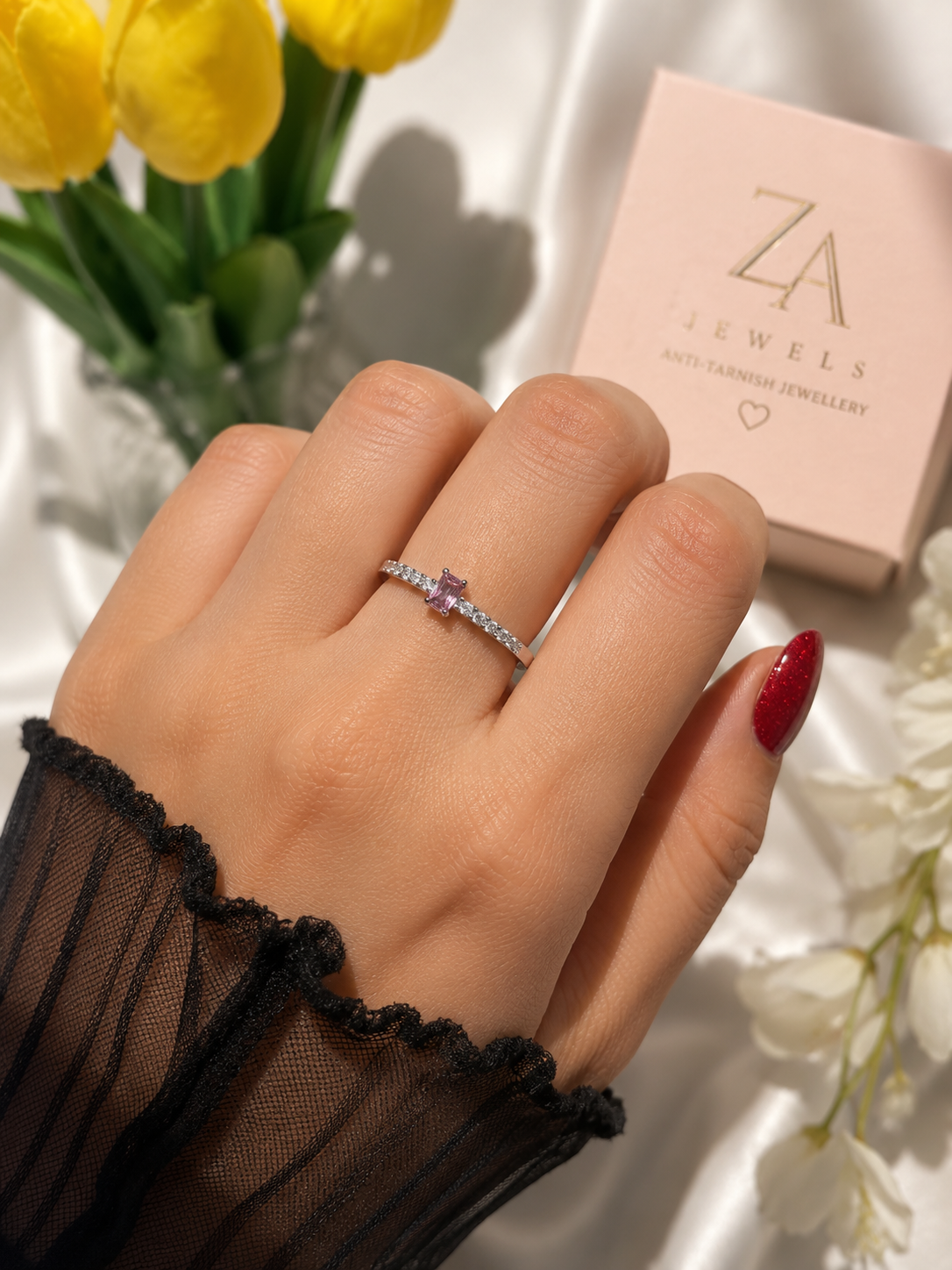 Pink Stone Ring (adjustable)