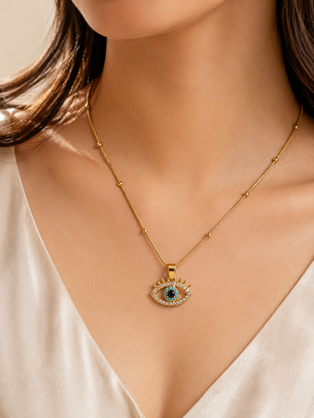 Zircon Evil Eye Necklace