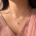 Minimal Red tulip necklace Anti-Tarnish