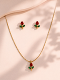 Mini tulip necklace with studs ( Red)