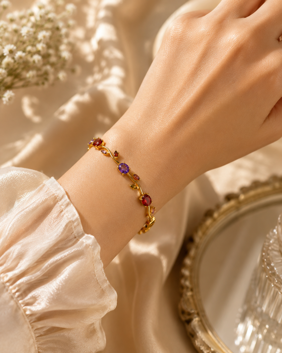 Multi colour-Tulip Bracelet (Anti-Tarnish)