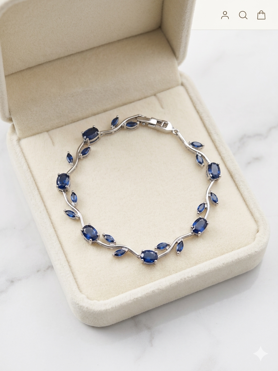 Blue stone -Tulip Bracelet (Anti-Tarnish)