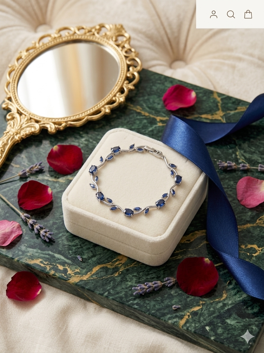 Blue stone -Tulip Bracelet (Anti-Tarnish)