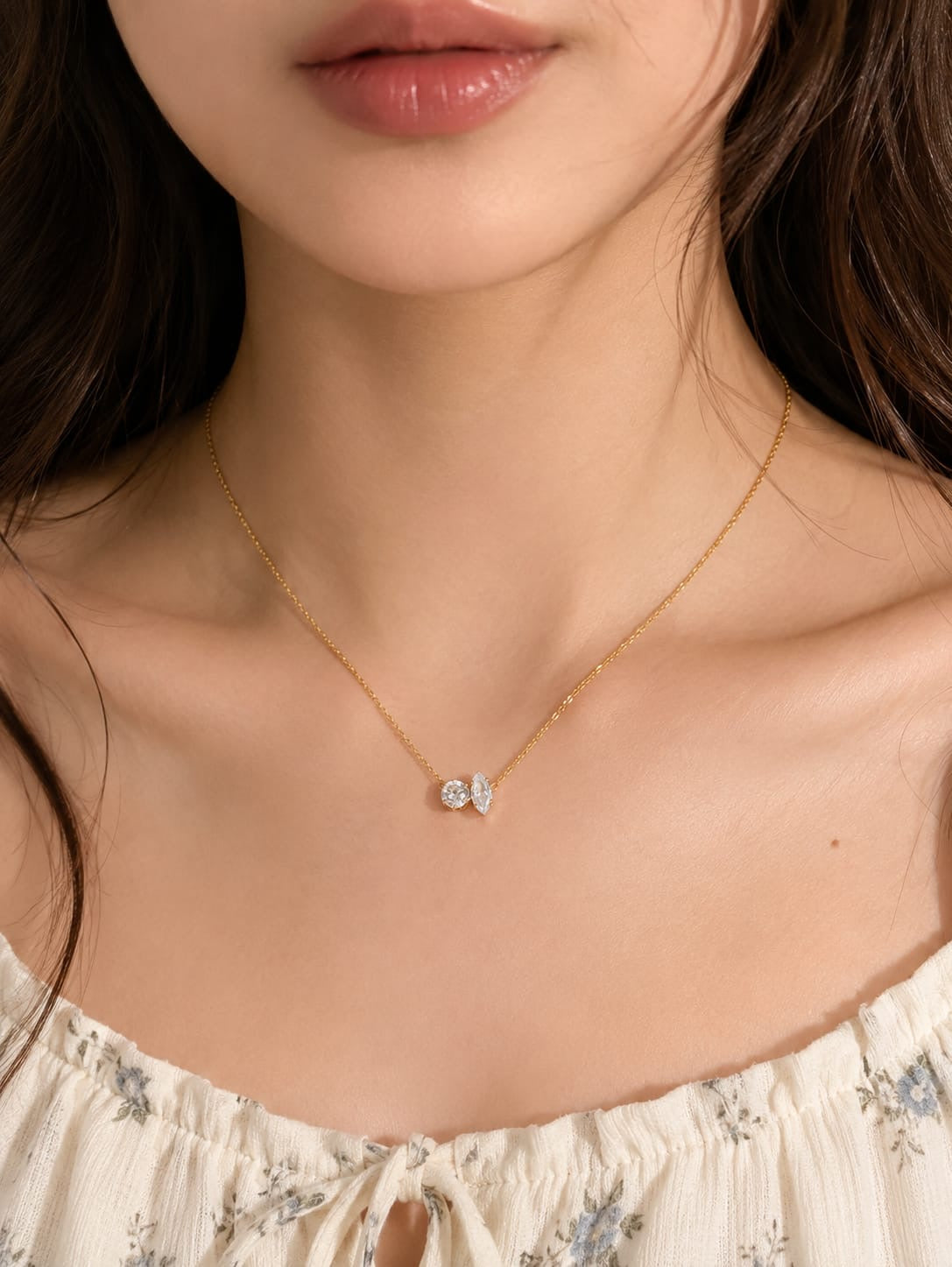 Dual stone studded necklace