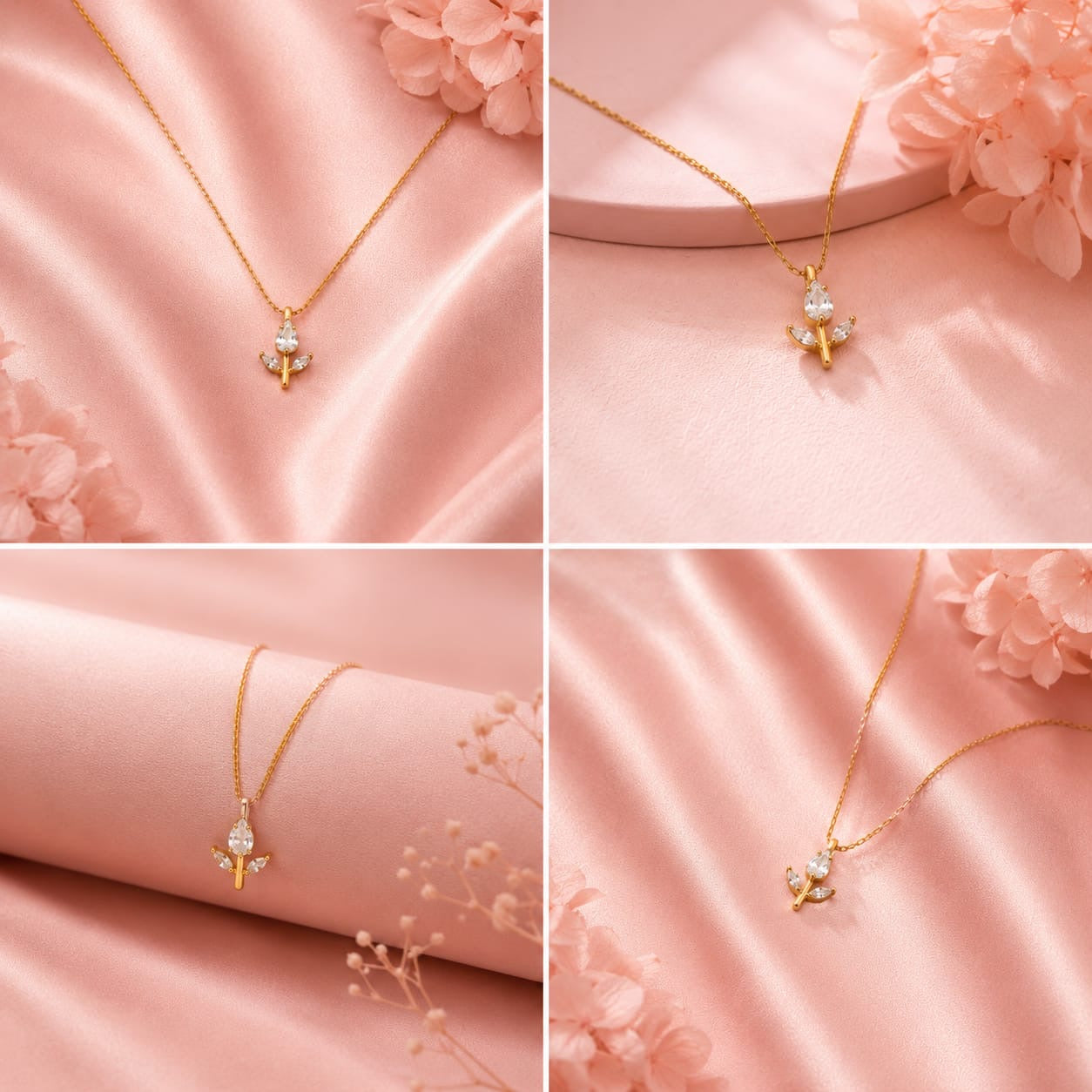Minimal white tulip necklace Anti-Tarnish