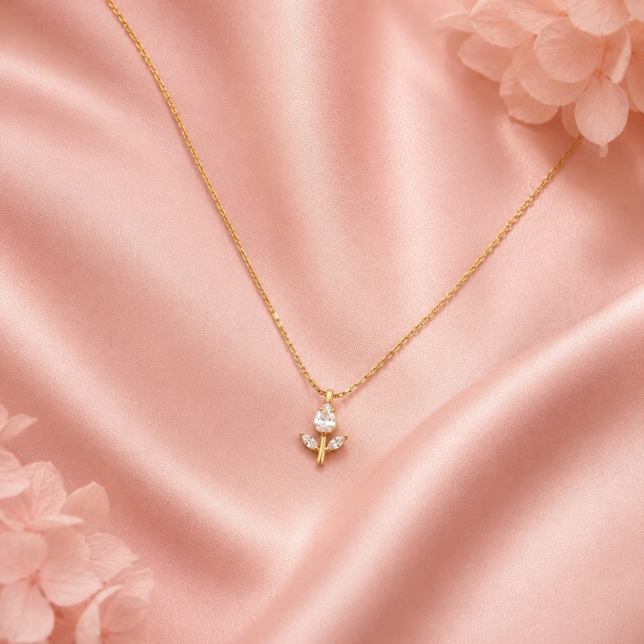 Minimal white tulip necklace Anti-Tarnish
