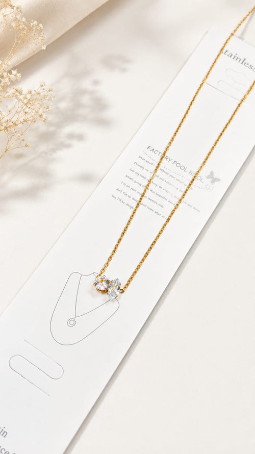 Dual stone studded necklace